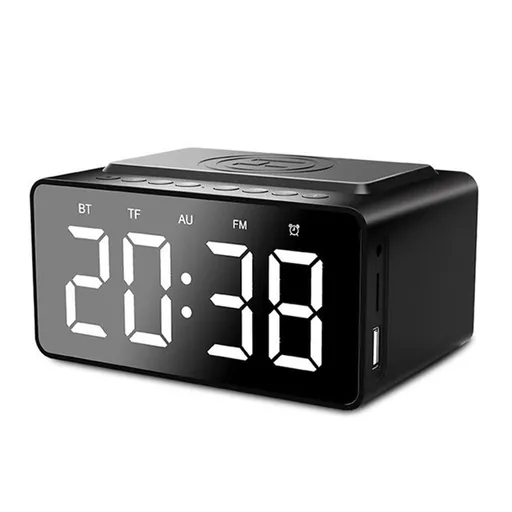 Wireless Charging Bluetooth Speaker with LED Digital Alarm Clock and FM Radio