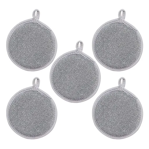 5Pcs High Absorbency Plated Silver Wire Mesh Scrubbers for Kitchen Dishwashing