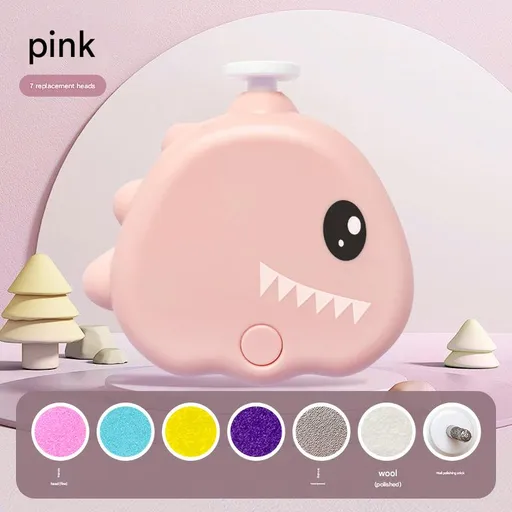 Pink Cute Dinosaur Electric Pet Nail Grinder - 3-Speed, Low Noise, USB-C for Dogs & Cats