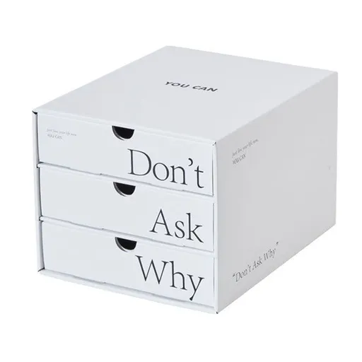 Desk Organizer with Drawer Corrugated Paper 3 Tier Desktop Storage Box for Home Dorm Office White
