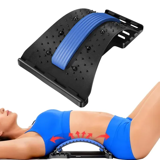4-Level Adjustable Back Stretcher, Lumbar Support Board for Stretching and Posture Support at Home or Office, Blue