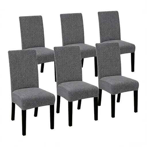 100% Waterproof Dining Chair Covers Stretch Chair Covers for Dining Room Set of 6 Parson Chair Slipcovers Chair Protectors Covers Dining, Soft Thick Solid Fleece Fabric Washable,Dark Gray