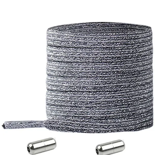 No Tie Locked Elastic Shoelace Shoe Lace Lazy Laces Sneakers Sports - NO.16 Sliver