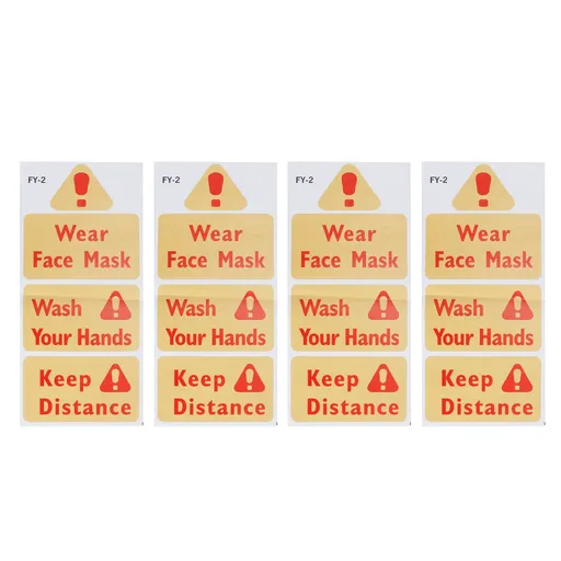 4PCS Warning Signs Wall Sticker Caution Warning Decals DIY Kitchen Shop Window Decor