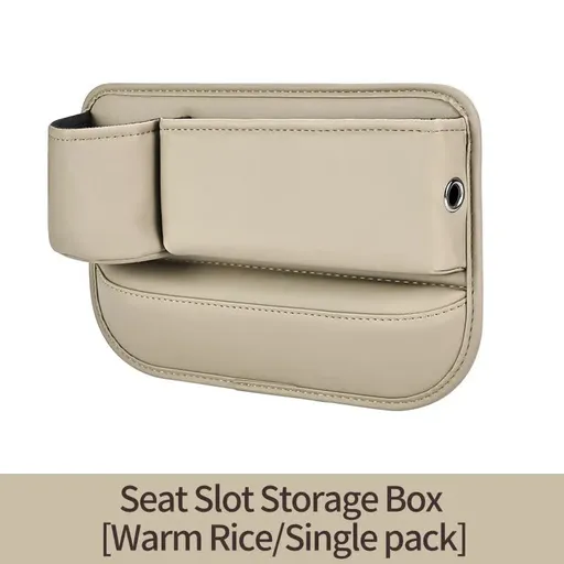 2 PCS Beige-right Car Seat Gap Storage Box - Practical Car Organizer, Gap Filler for Easy Access and Extra Storage