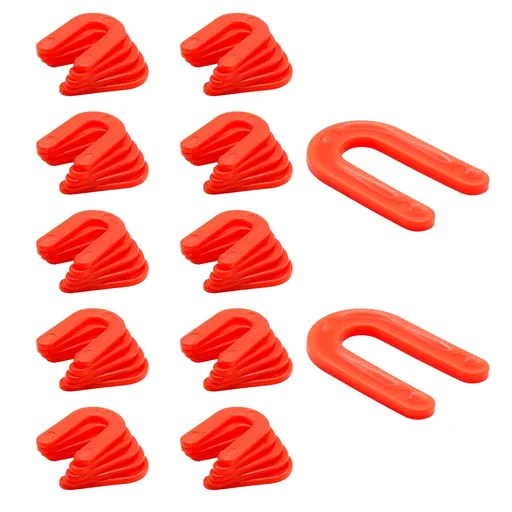 Biaungdo 50 Pcs Horseshoe Shim Tile Spacers, 1/8 Inch U Shape Tile Spacers Plastic Shims Structural Shims for Leveling, Red
