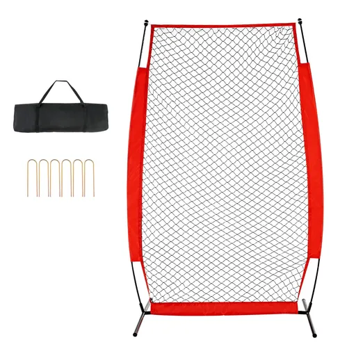 I Screen Baseball for Batting Cage, 7x4 ft Baseball & Softball Safety Screen, Body Protector Portable Batting Screen with Carry Bag & Ground Stakes, Baseball Pitching Net for Pitchers Protection