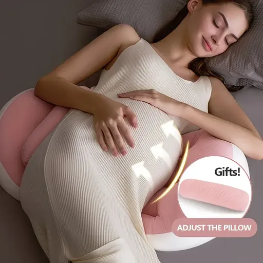 Maternity Belly & Back Support Pillow, Dual-Sided Support Fits Pregnancy Curves, Adjustable Design Adapts to Different Stages, High-Elasticity Filling Retains Shape Long-Term, Fully Machine Washable, Relieves Back Pressure for Comfortable Sleep(pink)
