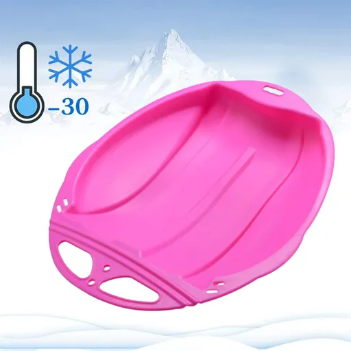 Round Snow Sled Disc, durable PP plastic sand slider and winter ski pad with non slip deep seat for snow grass and sand, Pink, supports up to 100 kg