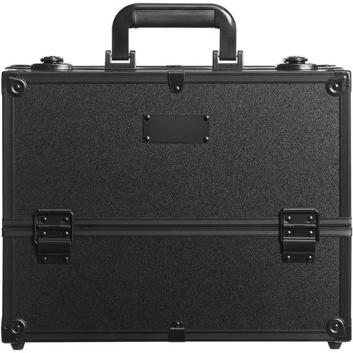 Makeup Train Case 370MM Large Portable Cosmetic Case, 6 Tier Trays Professional Makeup Storage Organizer Box Make Up Carrier with Handle And Strap Travel Case for Women and Girls - Black