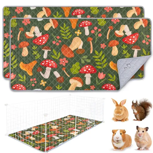 2 Pack Washable Guinea Pig Cage Liner, Reusable Guinea Pig Mat, Waterproof Super Absorbent Pee Pads for Small Animals（120*60cm）