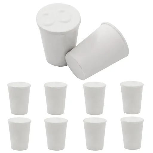 10 Pcs White Solid Rubber Stoppers 00# Tapered Lab Bungs Solid Rubber Stoppers Tapered Lab Seal Rubber Stoppers