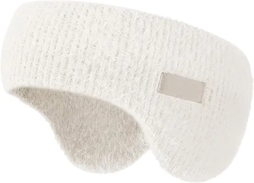 Noise-canceling earmuffs for sleeping - Soundproof earmuffs - Sleep mask - Noise-canceling headband for sleeping - Warm earmuffs for winter - Thick knit earmuffs - Suitable for cycling and sleeping - Wit