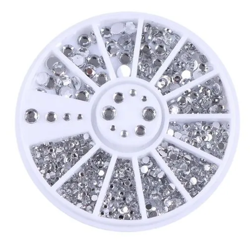 Rhinestone 4 sizes, Silver Clear