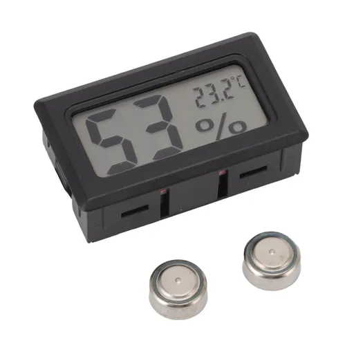Thermometer Hygrometer Black LCD HD Digital Display Embedded Electronic Temperature Humidity Meter for Locker Cigar Box