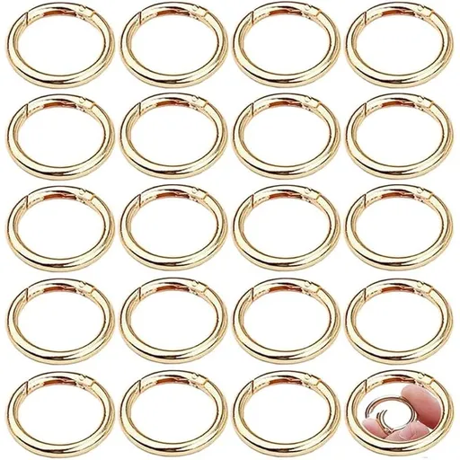 30pcs Round Carabiners 33mm Round Gold Snap Spring Ring Buckle Zinc Alloy Keychain Hook Clips for Crafts and Bag Accessories