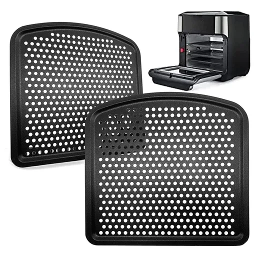2pcs Cooking Tray Home Supplies Removable Mesh Rack Carbon Steel For Air Fryer Kitchen Black Wear Resistant Removable Mesh