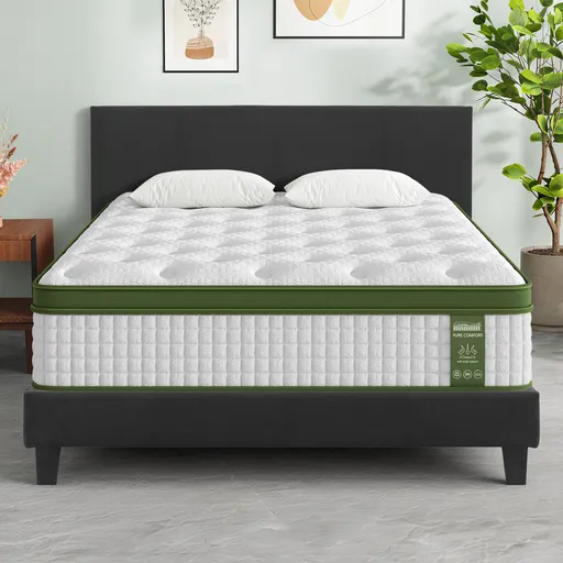 Artiss BedStory Queen Bed Frame Mattress Set Platform Upholstered Hybrid Pocket Coil