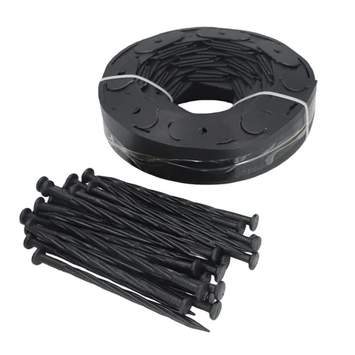 L Shaped Grass Stone Isolation Belt Landscape Edging for Garden 5cm*5cm*10m Black
