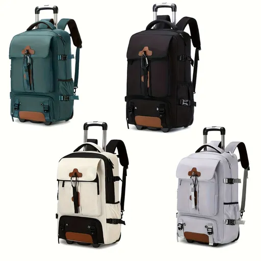 Travel Backpack With Wheels Convertible Backpack Rolling Backpack Australia - Grey - white - Size Routine