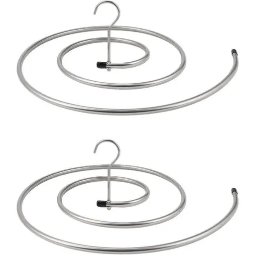 QU/2 pcs Clothes Drying Rack Stainless Steel Laundry Holder Spiral Hanger for Blankets, Sheets, Curtains (Silver)