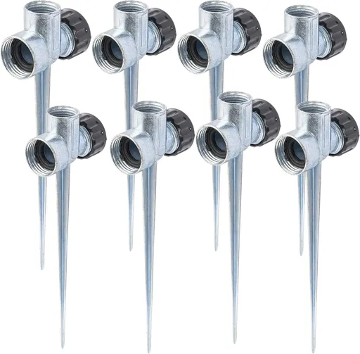 8 Pack 1/2 inch Zinc Alloy Lawn Sprinkler Spike Base, Water Flow Thru Sprinkler for Yard, Lawn, Garden and Grass Irrigation