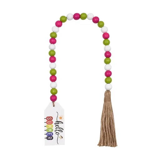 Farmhouse Tiered Tray Decor Beaded Tassel Wood Beads Summer Wall Hanging Bead String Tiered Tray Decor for Garden Home Table