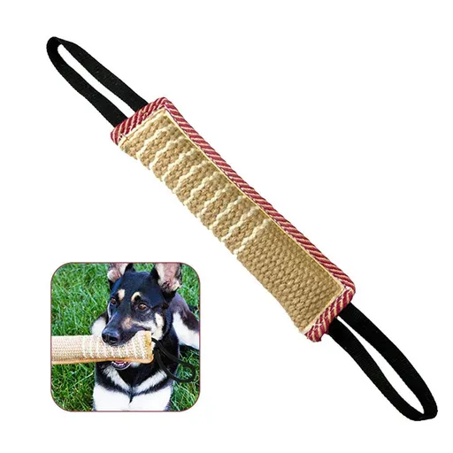 Dog Tug Toy, Dog Bite Jute Pillow Pull Toy with 2 Strong Handles, Perfect for Tug of War, Puppy Training Interactive Play