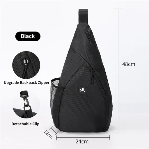 Black Pickleball & Racket Sports Sling Bag with Expandable High-Capacity Storage - Waterproof Oxford Tennis & Badminton Gear Crossbody Backpack