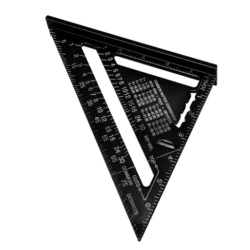 Carpentry Triangle Ruler Aluminum Alloy with Imperial and Metric Scales Triangle Ruler Protractor for Engineer Carpenter Black