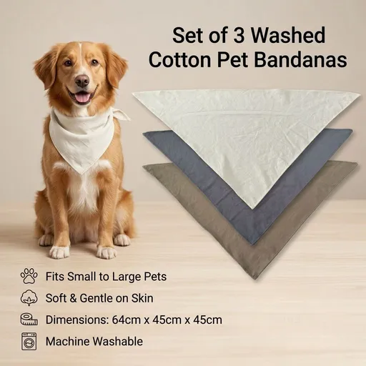 Hapet Dog Triangle Scarf Polyester Solid Color One piece each of dark gray + khaki + off-white 64*45*45CM