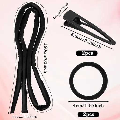 Extended Heatless Curls for Women, 63Inch No Heat Curls Overnight Headband for Long & Short Hair Soft Sleeping Curler, Flexible Creates Wavy Hair Without Damage (Black)