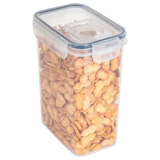 Airtight Plastic Food Storage Container with Locking Lid, Clear Dry Food Dispenser for Pet Food, Rice, 2000 mL, Green