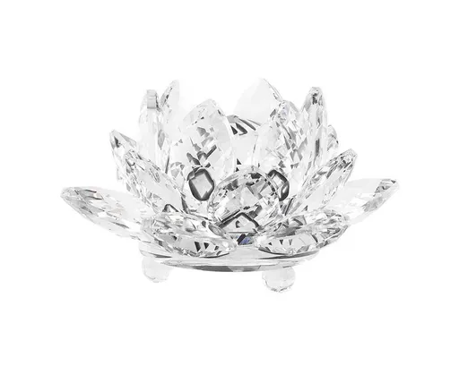 Artificial Quartz Crystal Lotus Flower Figurine Wedding Party Decor Souvenir-White