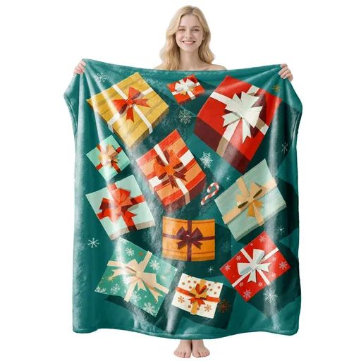Ornamental Festive Flannel Throw Blanket, Comfort Nap Cover, Perfect Gift For Christmas & Halloween Household Festival Layout, Style FLR‑195, Size L, 130x150cm