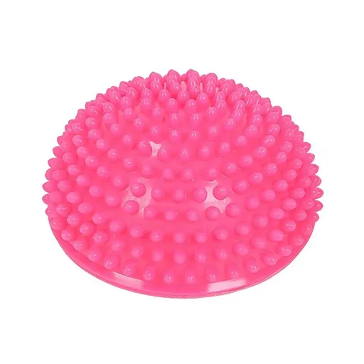 Spiky Massage Ball PVC Half Round Yoga Exercise Foot Hand Cushion - Pink