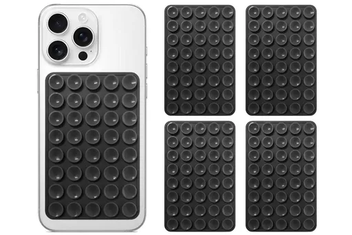 5 Pack Double Sided Silicone Phone Suction Pad 80 Stickers Grip for Car Desk Holder - Black