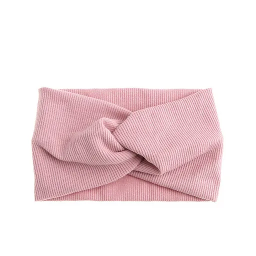 Women Solid Elastic Twisted Knotted Turban Headbands Non Slip Yoga Stretch Knot Headwrap Hair Band,Pink
