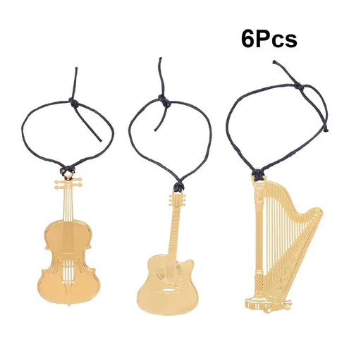 Metal Musical Instrument Bookmarks Set, 6 Colorful Designs, Perfect Gift for Readers, Writers, Students, and Educators