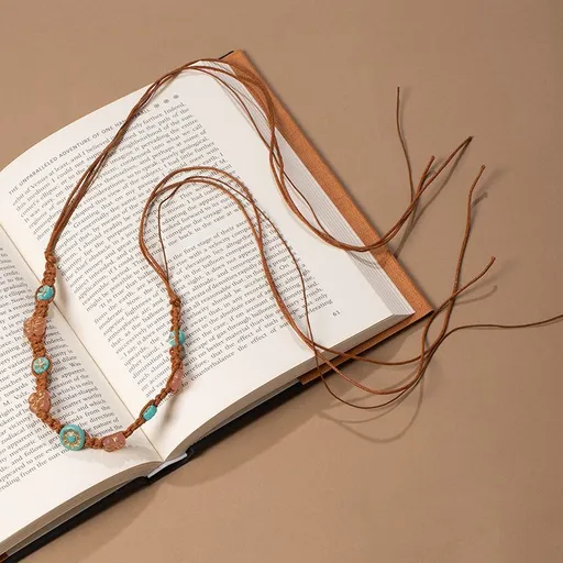 Pastel Turquoise Floral Glass Bead Drawstring Waist Belt Adjustable Fringe Thin Macrame Boho Sash