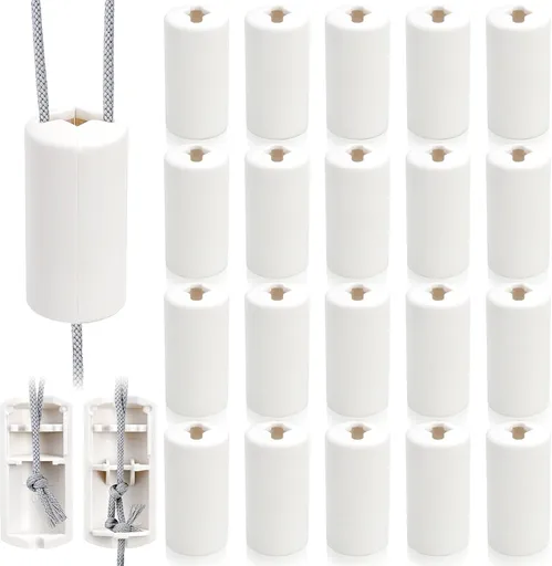 20 Packs Pull Cord Knobs for Window Blind, Safety Breakaway Condensers, White Cylinder Blind Tassels Pendant, Decorative Drops End Home Office Roman Shades Accessories