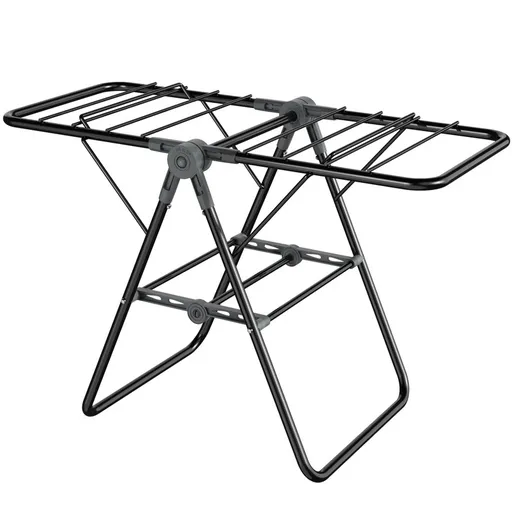 2-Tier Foldable Clothes Drying Rack for Balcony Bay Window-White