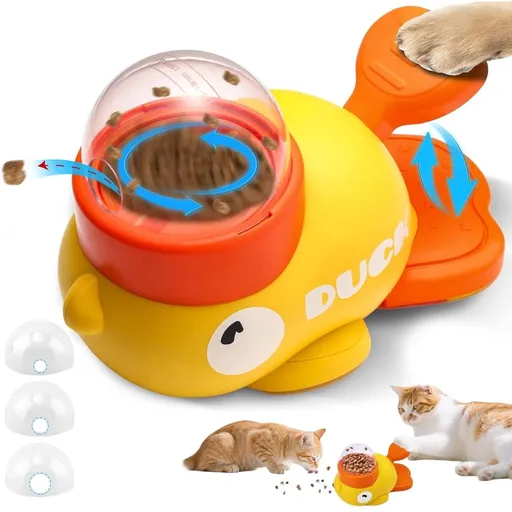 Cat Treat Dispenser, Interactive Puzzle Slow Feeder, Adjustable Treat Release for Small Medium Dogs, Cats, IQ Training and Boredom Relief