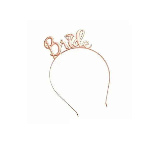Bride To Be Hen Veil Sash Tiara Hens Night Bridal Shower Kitchen Tea Accessories - Rose Gold Tiara