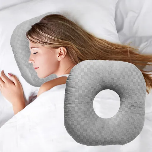Basic Square Ear Hole Pillow, Universal Cushion For Pierced Ear Sleep