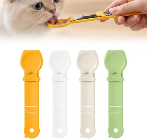 4 Pieces Silicone Pet Food Spoon and Can Scraper Set for Wet Food, Treats and Pouches, Easy-Use Feeding Tools for Cats and Dogs, Multicolor