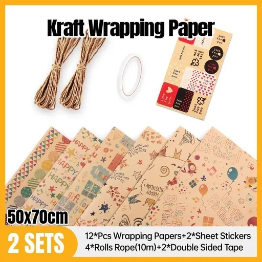 Musical Note Kraft Paper Valentines Birthday Gift Wrap Holiday Wrapping Paper