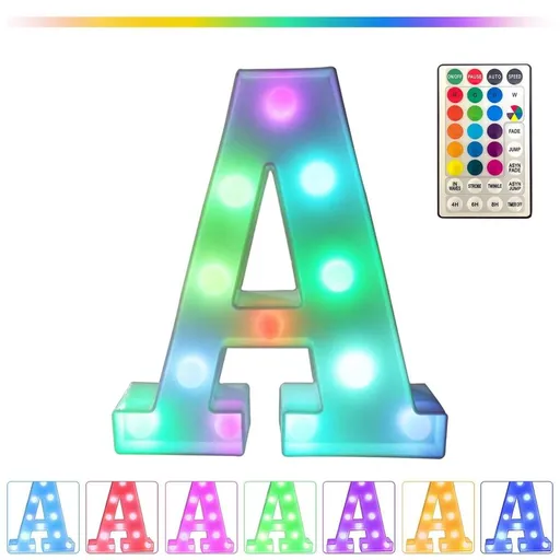 LED Marquee Letter Lights with Remote Control | Color Changing Alphabet Signs for Home Decor, Parties, and Events | 16 Multicolor Options with Flashing Modes
