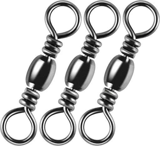 100-Pack Fishing Barrel Swivels, High Strength Stainless Solid Ring Brass Swivel with Black Nickel Coating, Rolling Swivels Tackle Line Connector Saltwater Freshwater #16-18LB