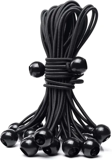 25Pack Length 8 Inch Bungee Cord Ties, Ball Bungee Strap Tarp Tie-Down, Elastic Cord Shock Rope for Outdoor Camping Tarp Clip Tent Canvas Tarpaulin Flag Pole Heavy-Duty Versatile Organize Accessory